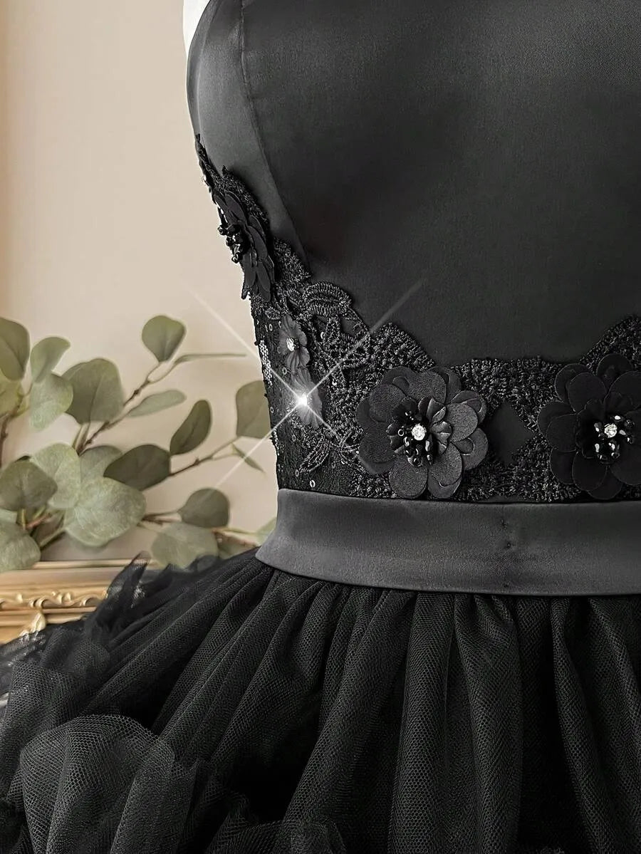 Gothic A-Line Sweetheart Strapless Ruffle Back Short Homecoming Dress