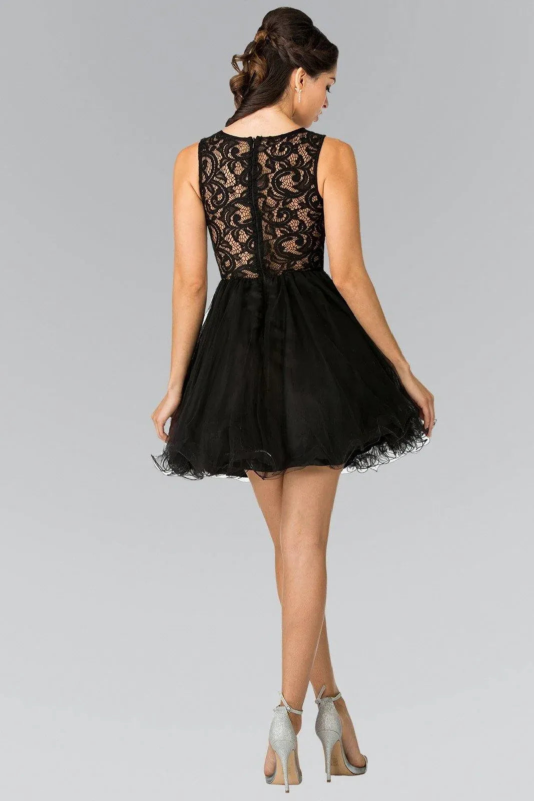 Chic A-Line Jewel Neck Sleeveless Keyhole Back Mini Homecoming Dress