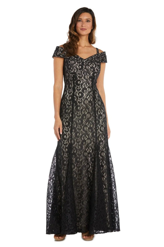 Loverlm black lace off shoulder Mother of the Bride Dress front
