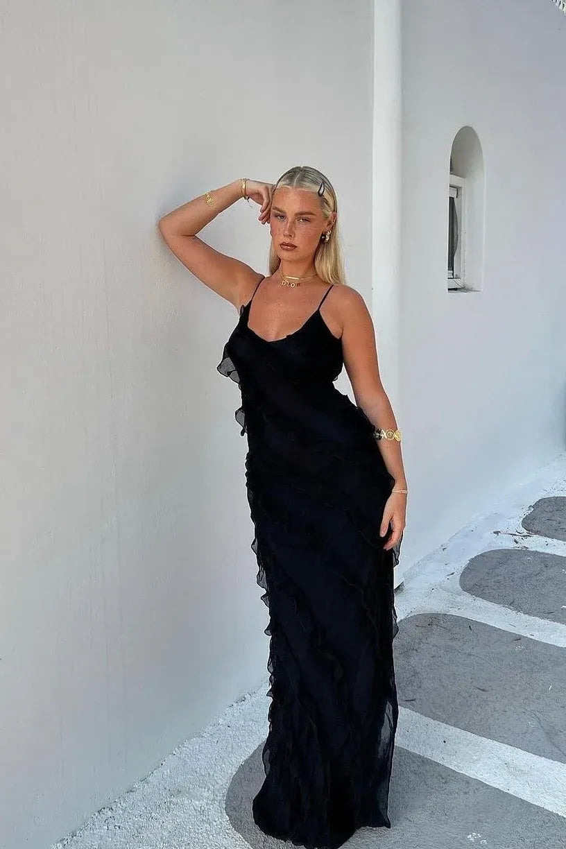 Elegant Sheath Scoop Neck Sleeveless Low Back Floor-Length Prom Dress