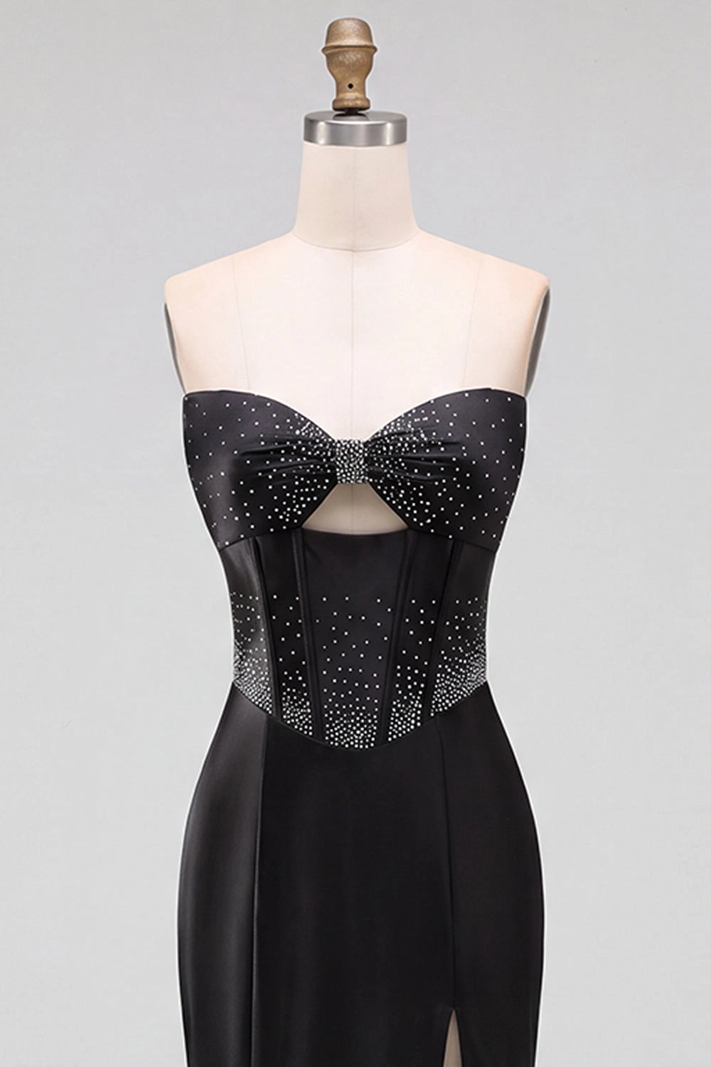 Elegant Mermaid Sweetheart Strapless Corset Back High Slit Sweep Train Prom Dress