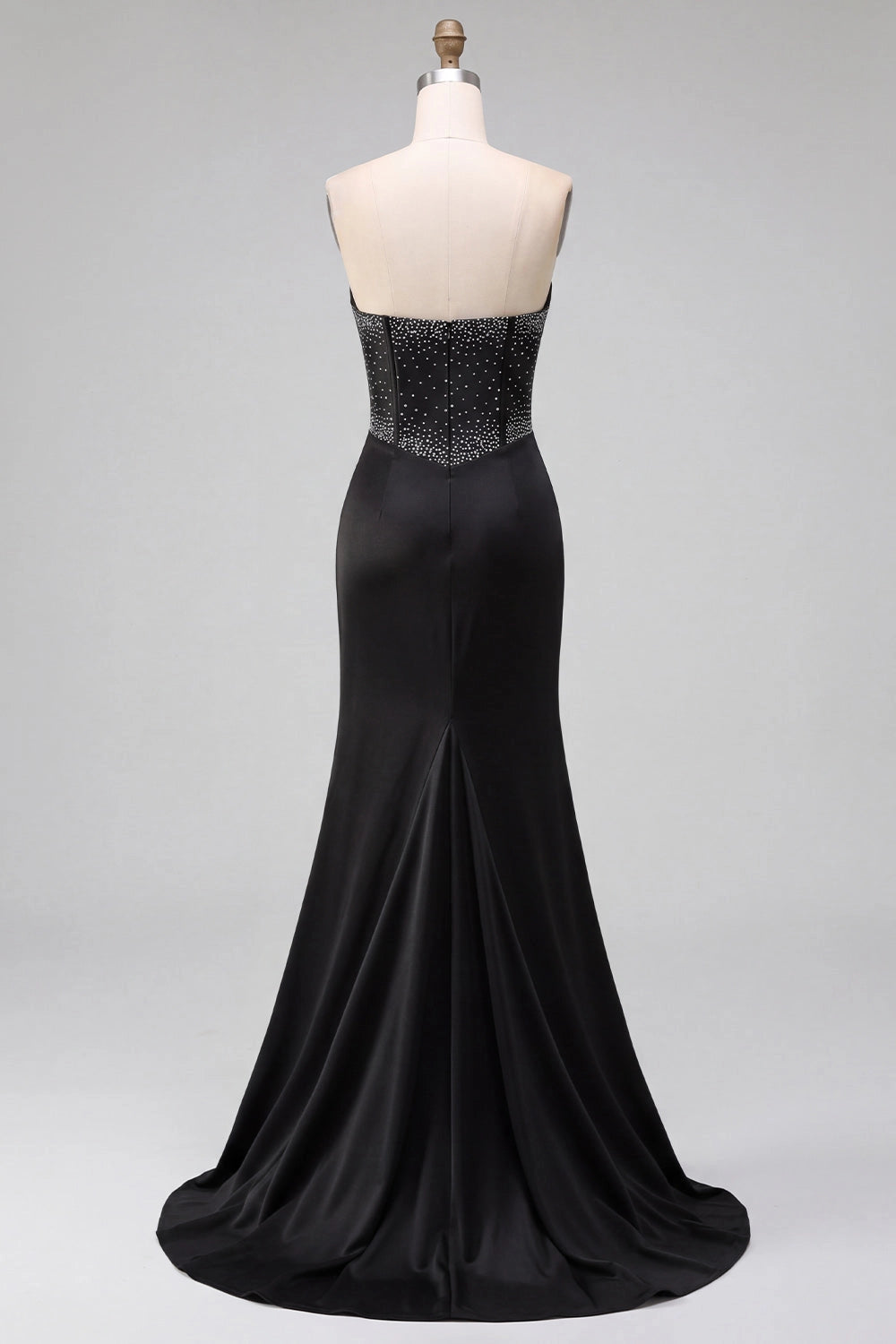 Elegant Mermaid Sweetheart Strapless Corset Back High Slit Sweep Train Prom Dress