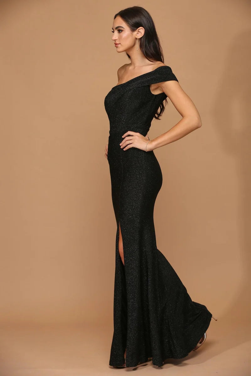 Sophisticated Mermaid Asymmetric-Neck One-Shoulder Low-Back Floor-Length Evening Dress