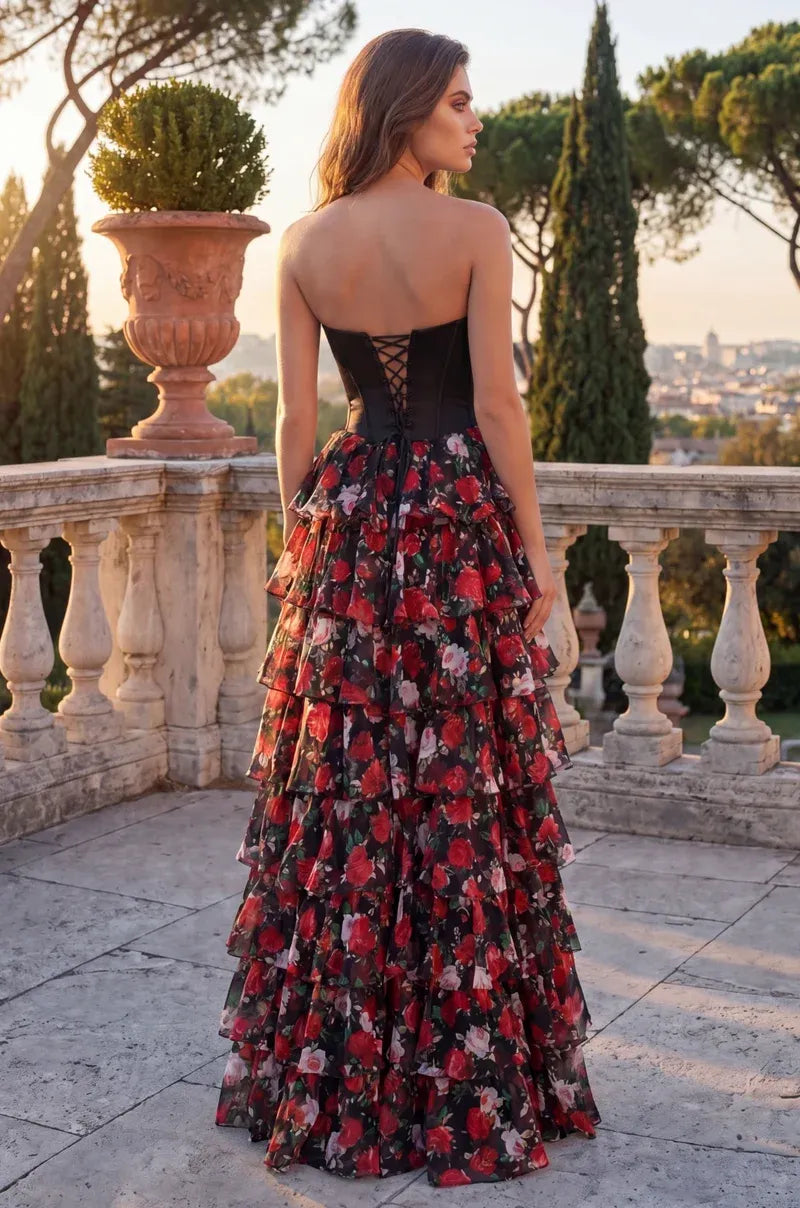 Romantic A-Line Sweetheart Strapless Lace-Up Back Floor-Length Prom Dress