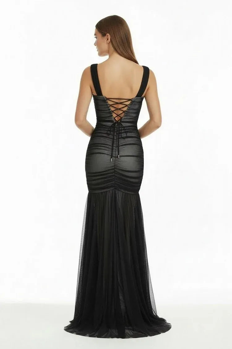 Glamorous Mermaid Sweetheart Sleeveless Lace-Up Back Floor-Length Prom Dress