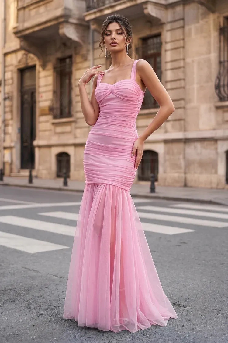 Glamorous Mermaid Sweetheart Sleeveless Lace-Up Back Floor-Length Prom Dress