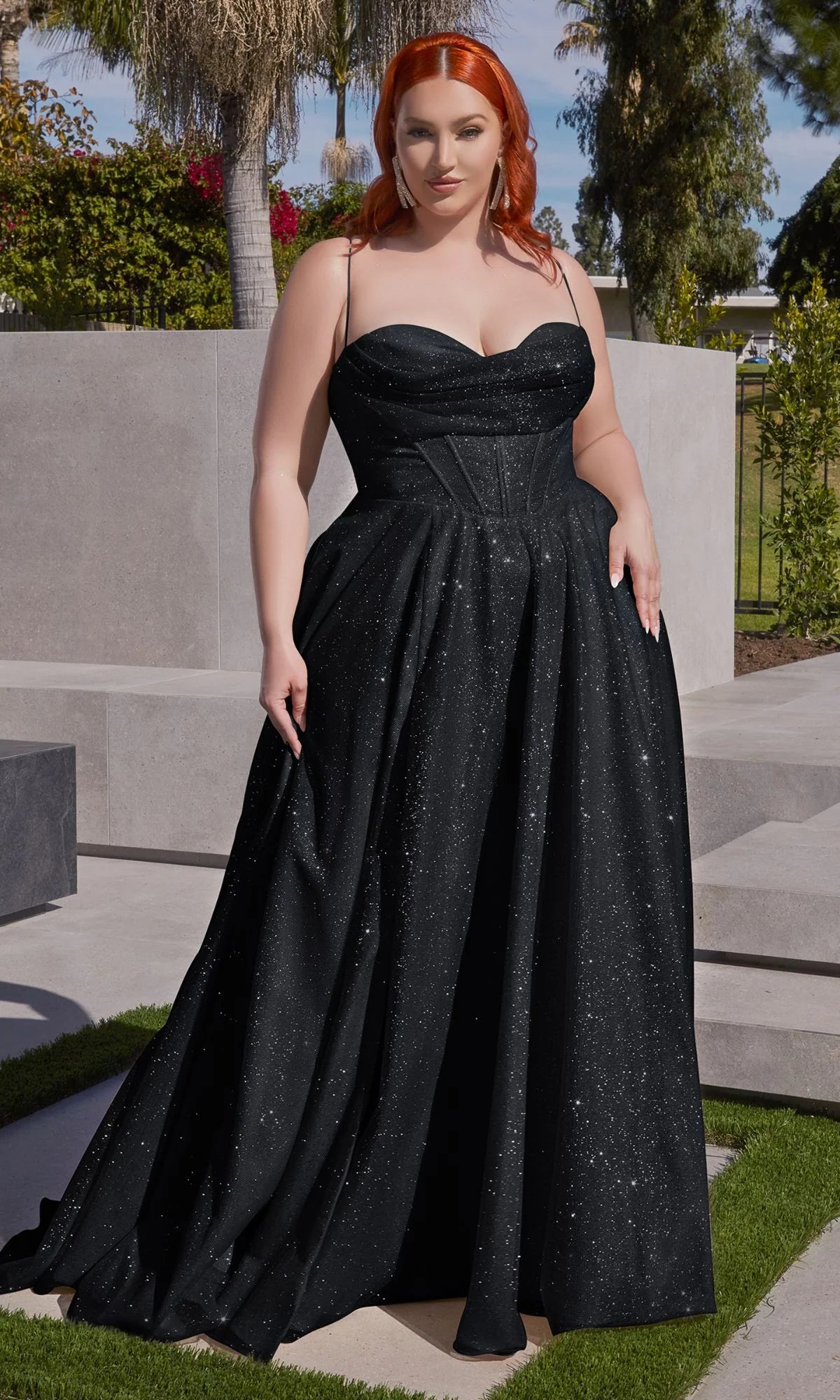 Enchanting A Line Sweetheart Spaghetti Strap Glitter Floor Length Plus Size Prom Dress