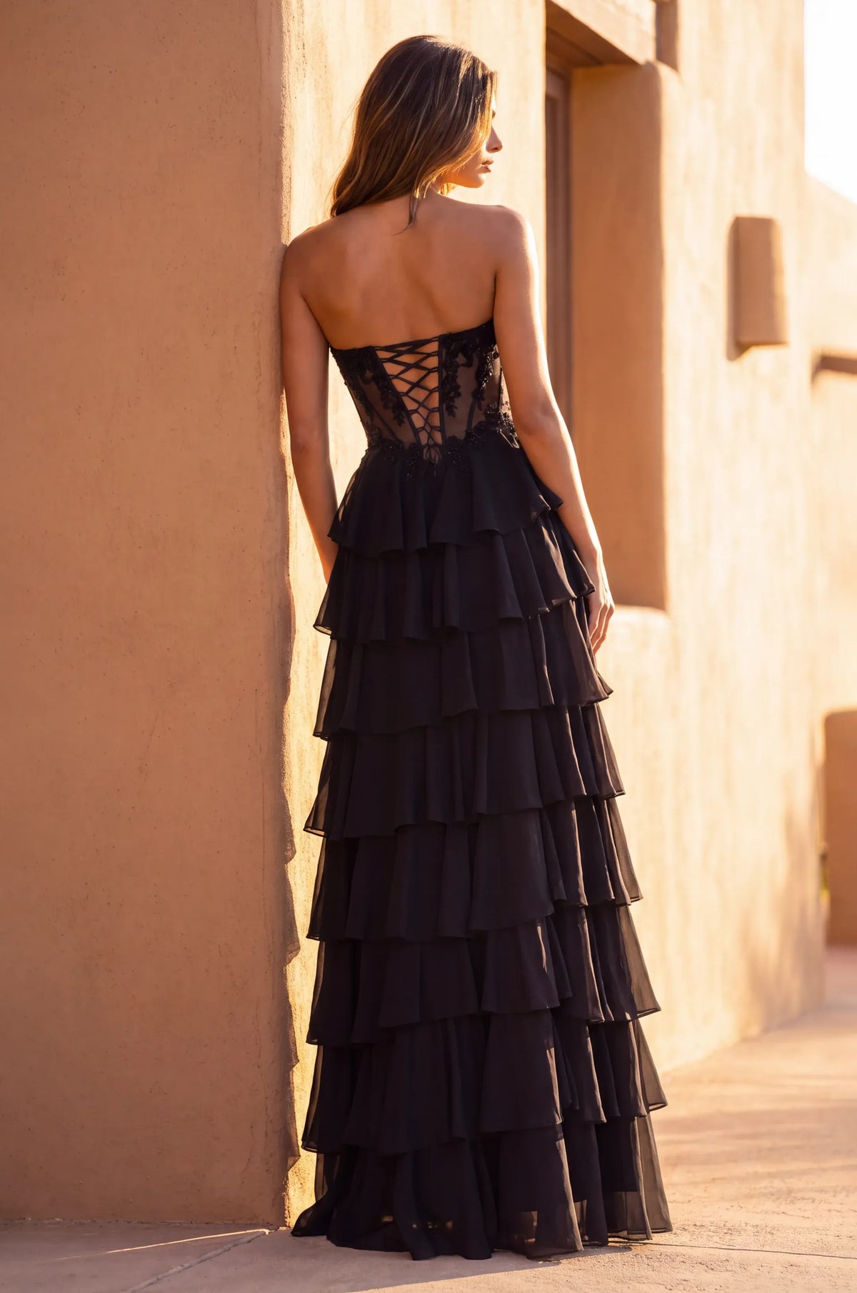Glamorous A-Line Sweetheart Strapless Lace-Up Back Floor-Length Prom Dress