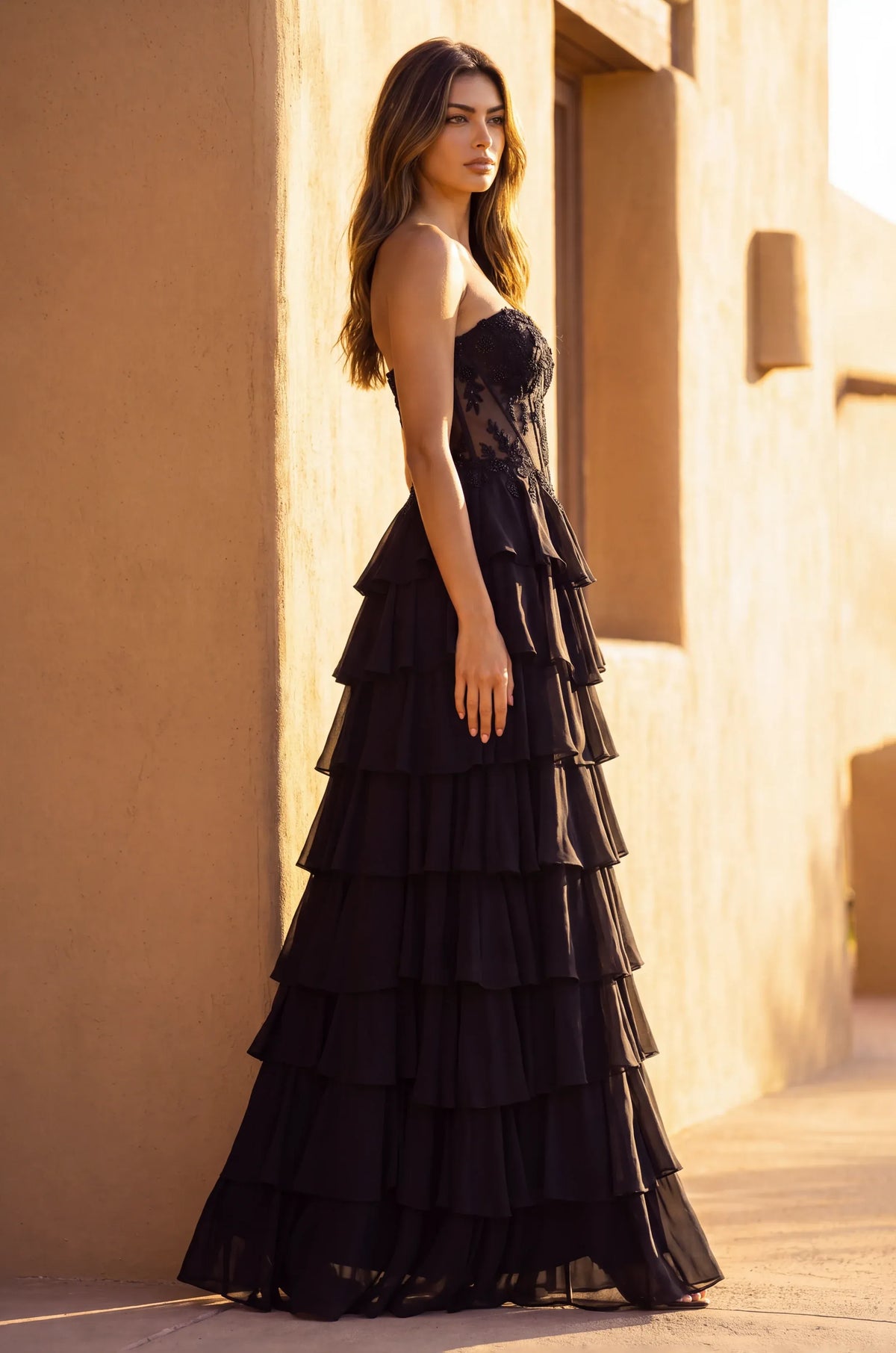 Glamorous A-Line Sweetheart Strapless Lace-Up Back Floor-Length Prom Dress