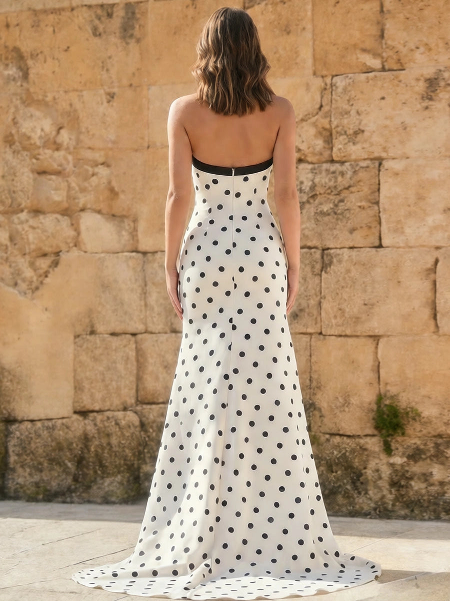 Chic Satin Mermaid Sweetheart Halter Zipper-Back Slit Floor-Length Evening Dress