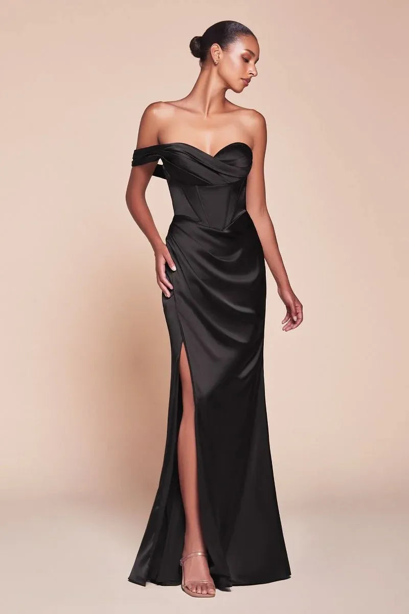 Elegant Sheath Sweetheart Off Shoulder Lace-Up Back Floor-Length Evening Dress