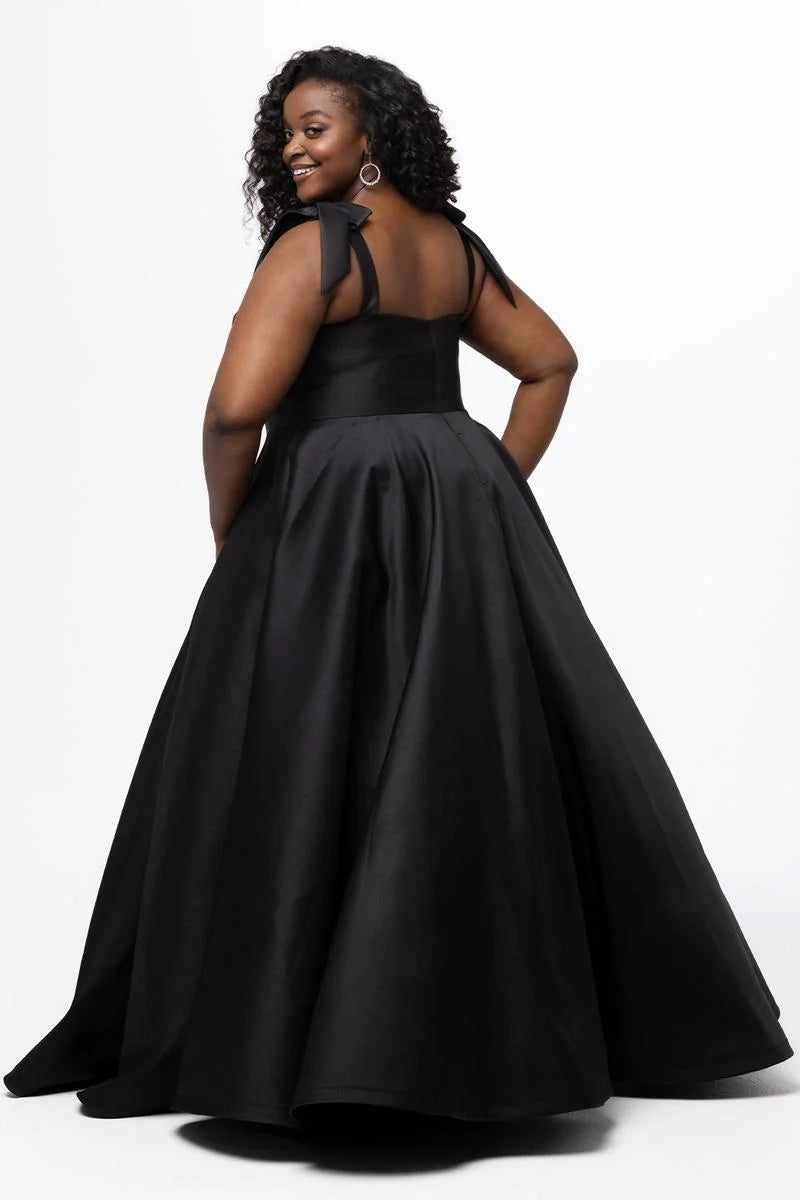 Elegant Plus Size A Line Square Neck Sleeveless Satin Prom Dress