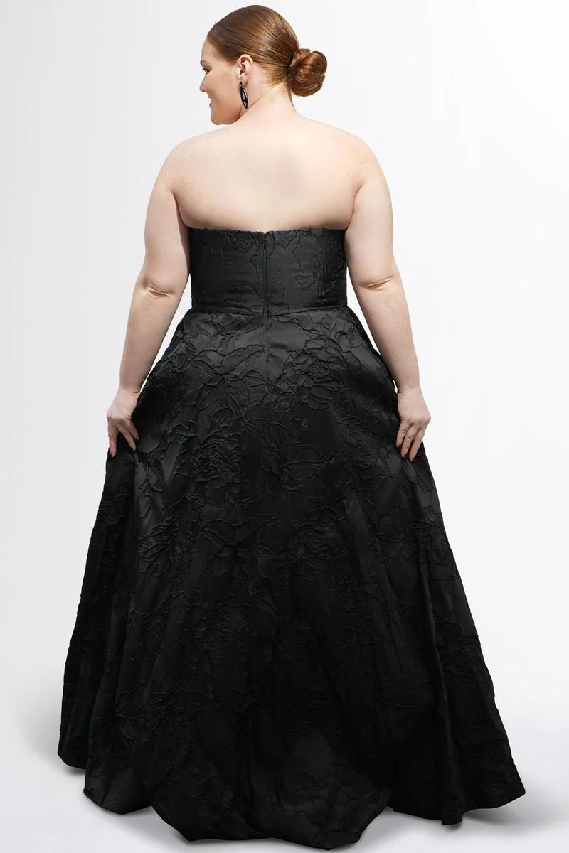 Elegant Plus Size A Line Sweetheart Strapless Jacquard Floor Length Prom Dress