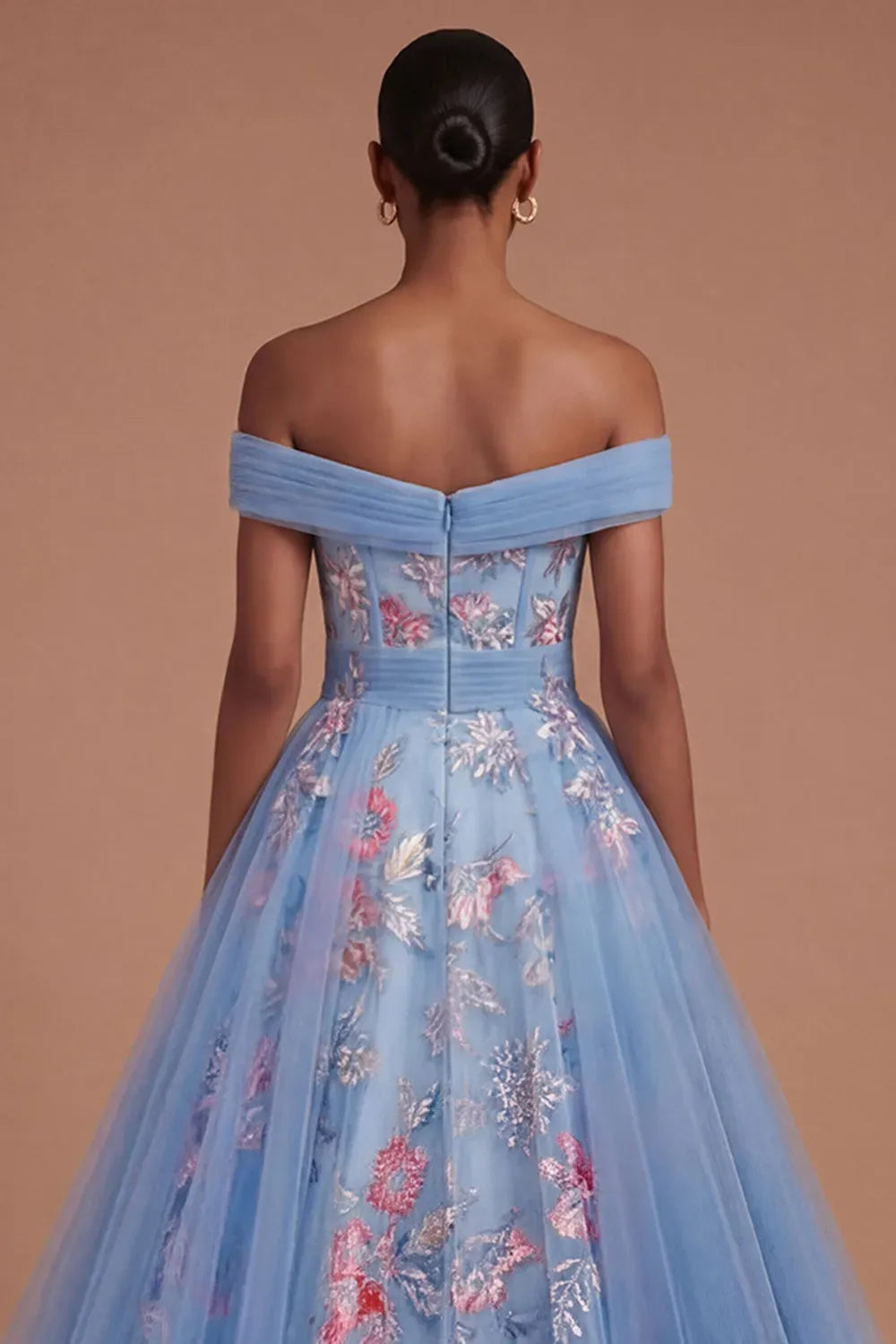 Romantic Blue Ball Gown Sweetheart Off Shoulder Zipper Floor Length Prom Dress