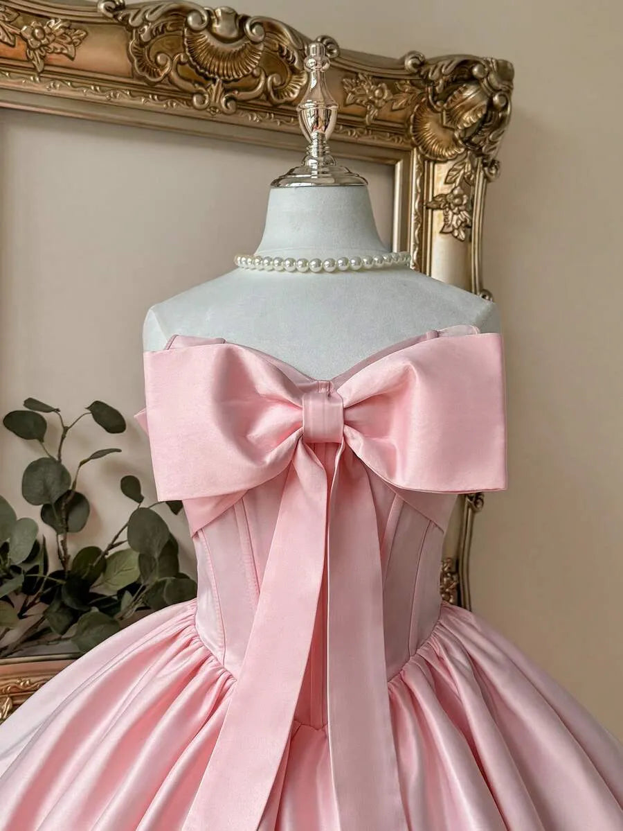 Sweet A-Line Straight Strapless Lace-Up Back Bow Mini Homecoming Dress