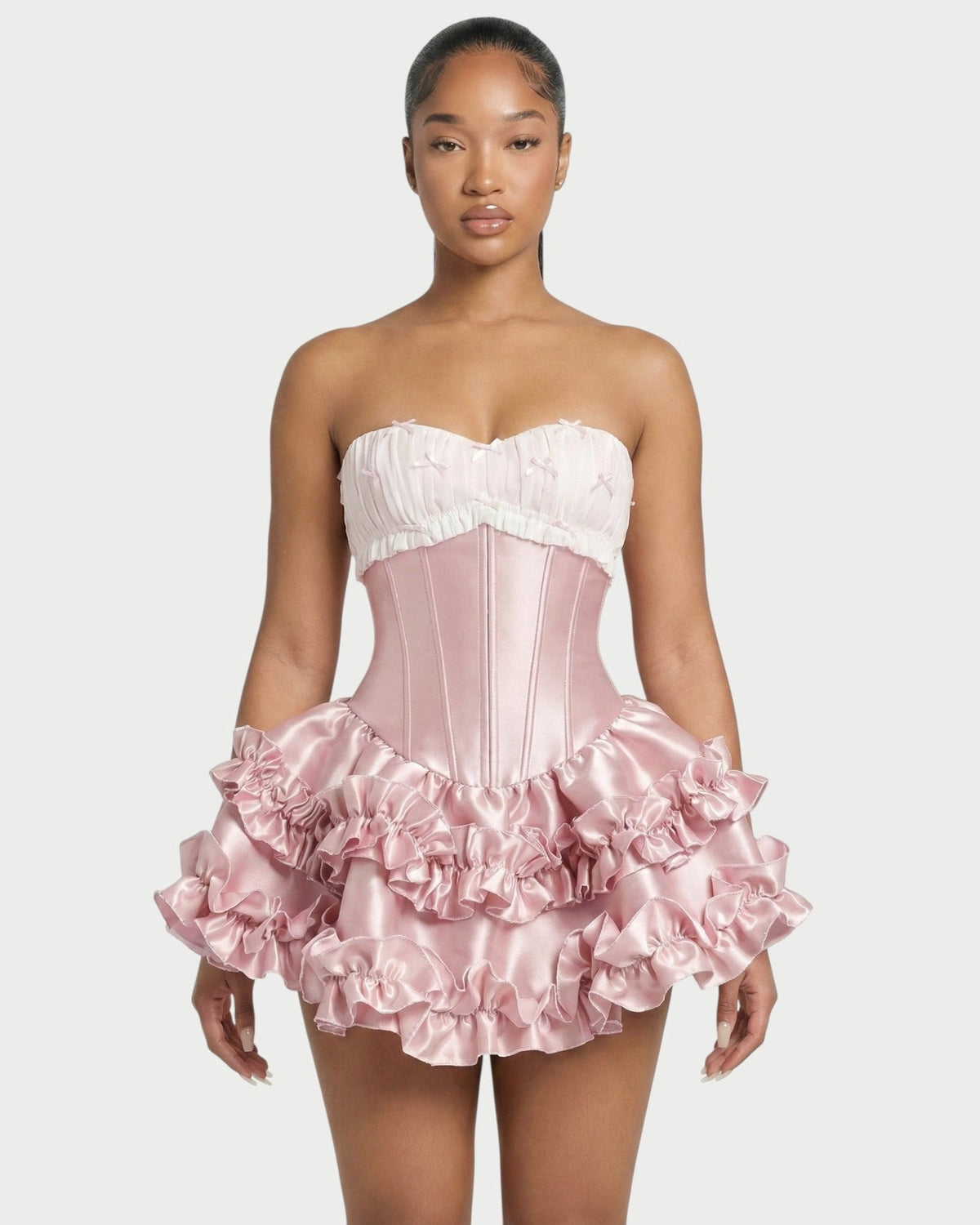 Playful A-Line Sweetheart Strapless Lace-Up Ruffle Mini Homecoming Dress