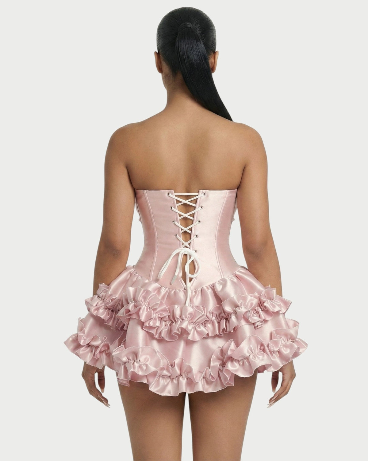 Playful A-Line Sweetheart Strapless Lace-Up Ruffle Mini Homecoming Dress