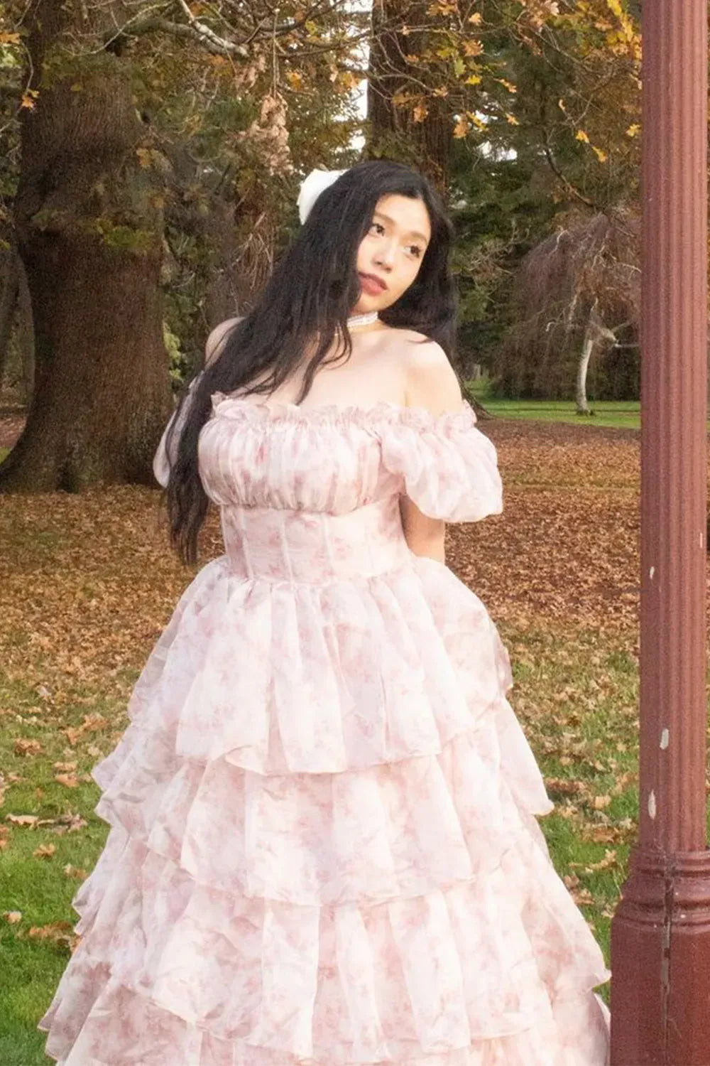 Romantic A-Line Square Neck Puff Sleeve Closed Back Floor Length Prom Dress