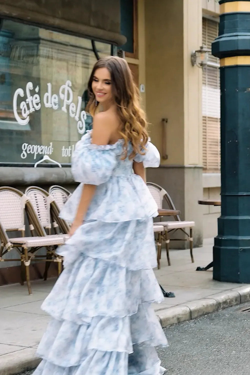 Romantic A-Line Square Neck Puff Sleeve Closed Back Floor Length Prom Dress