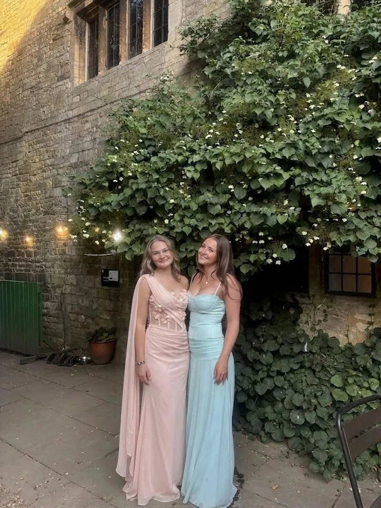 Romantic Sheath Asymmetric Neck Sleeveless Chiffon Floor Length Evening Dress
