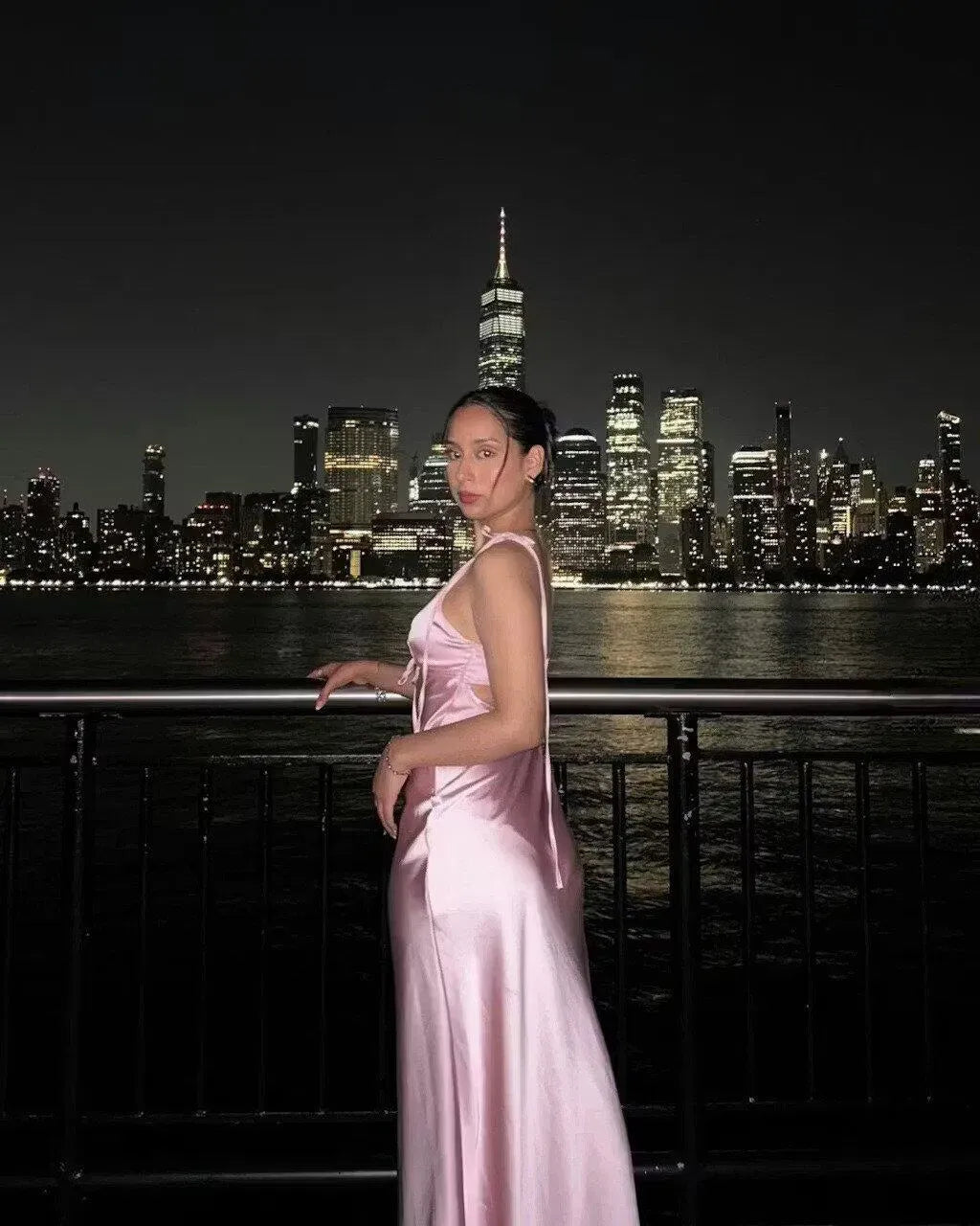 Elegant Satin Sheath V-Neck Sleeveless Cutout Back Ankle-Length Prom Dress