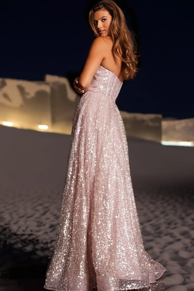 Glamorous A-Line Sweetheart Strapless Corset Back-Zip Floor-Length Prom Dress