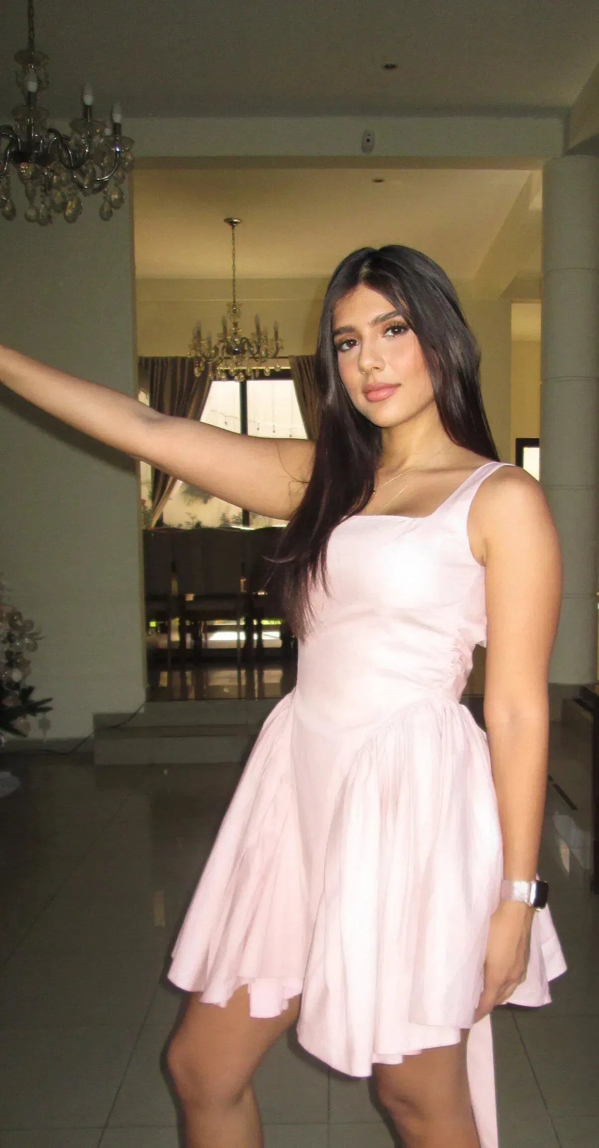 Charming A-Line Square Neck Sleeveless Bow Back Flared Mini Homecoming Dress