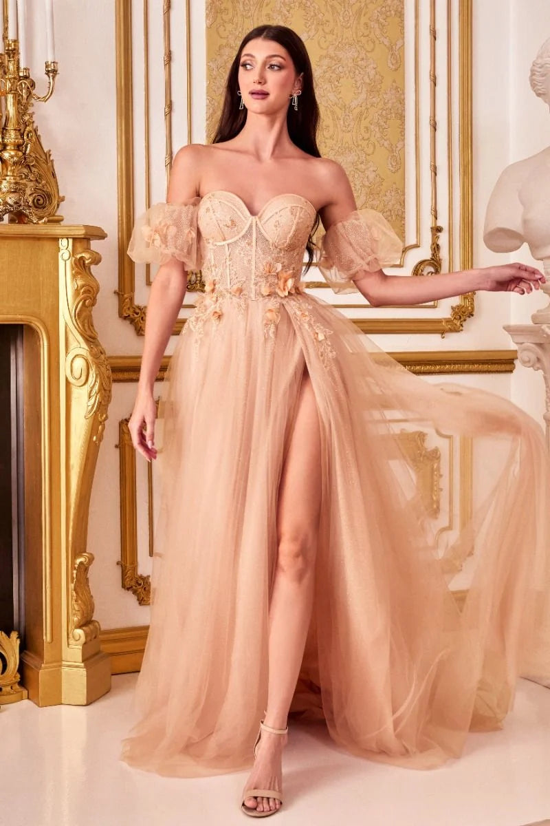 Romantic A-Line Sweetheart Off Shoulder Lace-Up Back Floor-Length Prom Dress