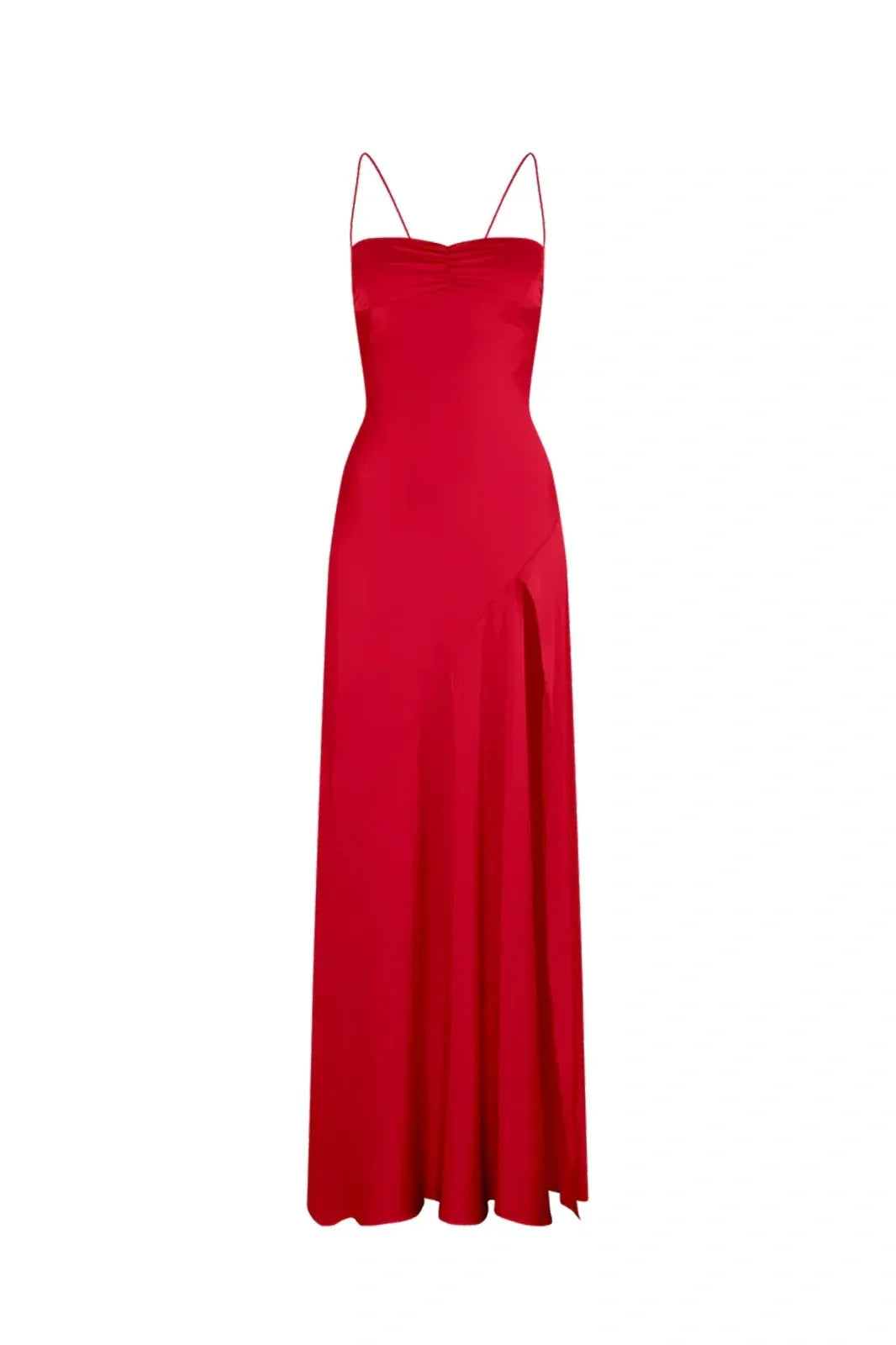 Chic Satin Look Sheath Sweetheart Sleeveless V Strap Back Long Prom Dress