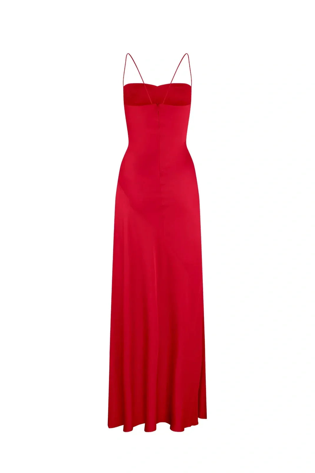 Chic Satin Look Sheath Sweetheart Sleeveless V Strap Back Long Prom Dress