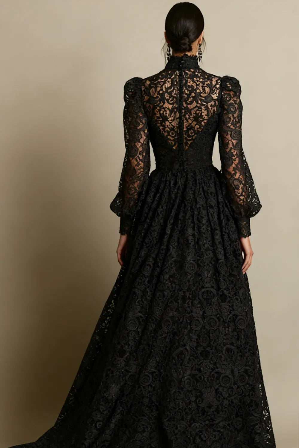 Elegant A-Line High Neck Long Sleeve Zipper Back Mother of the Bride Dress