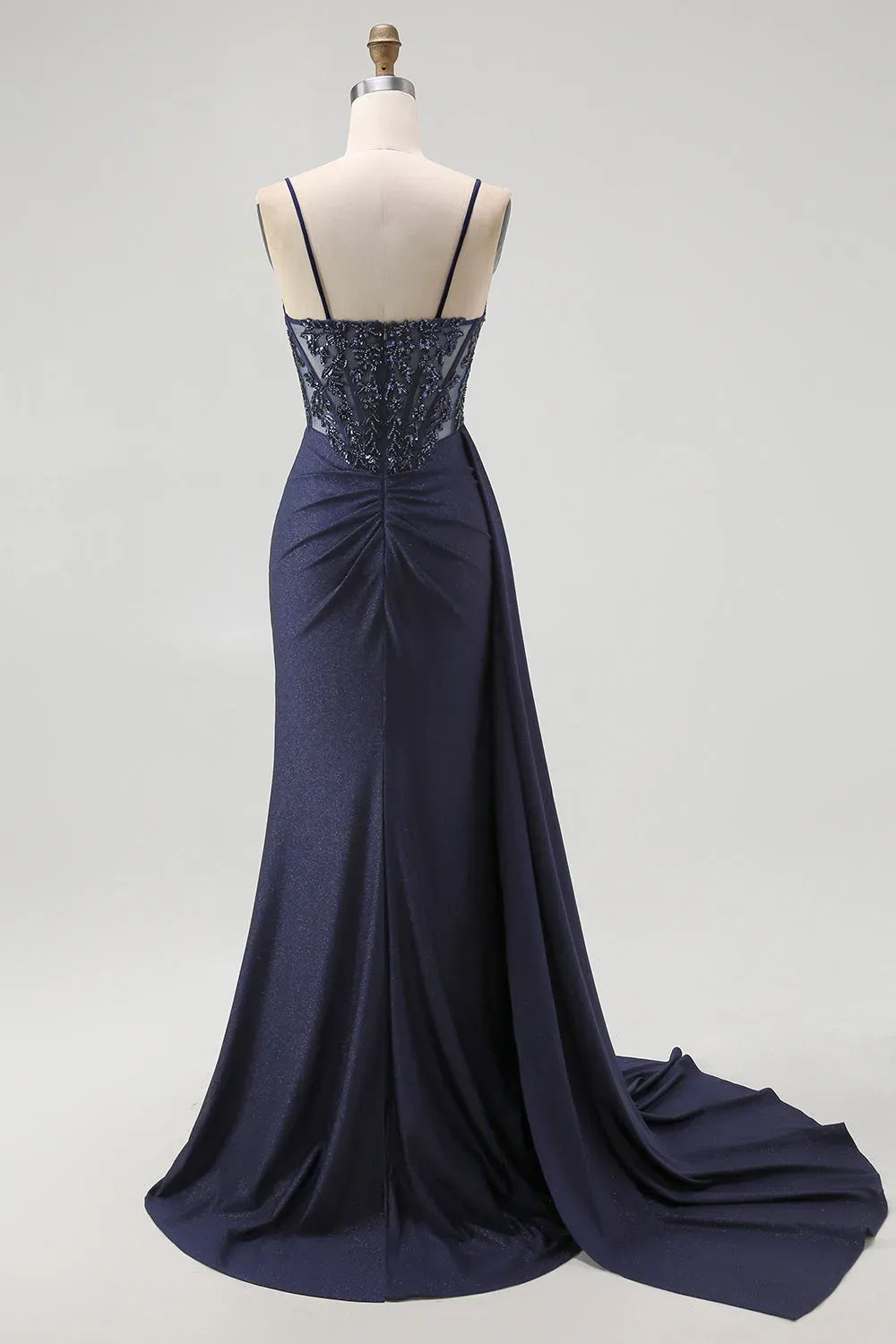 Glamorous Mermaid Sweetheart Spaghetti Strap Lace Back Train Burgundy Prom Dress