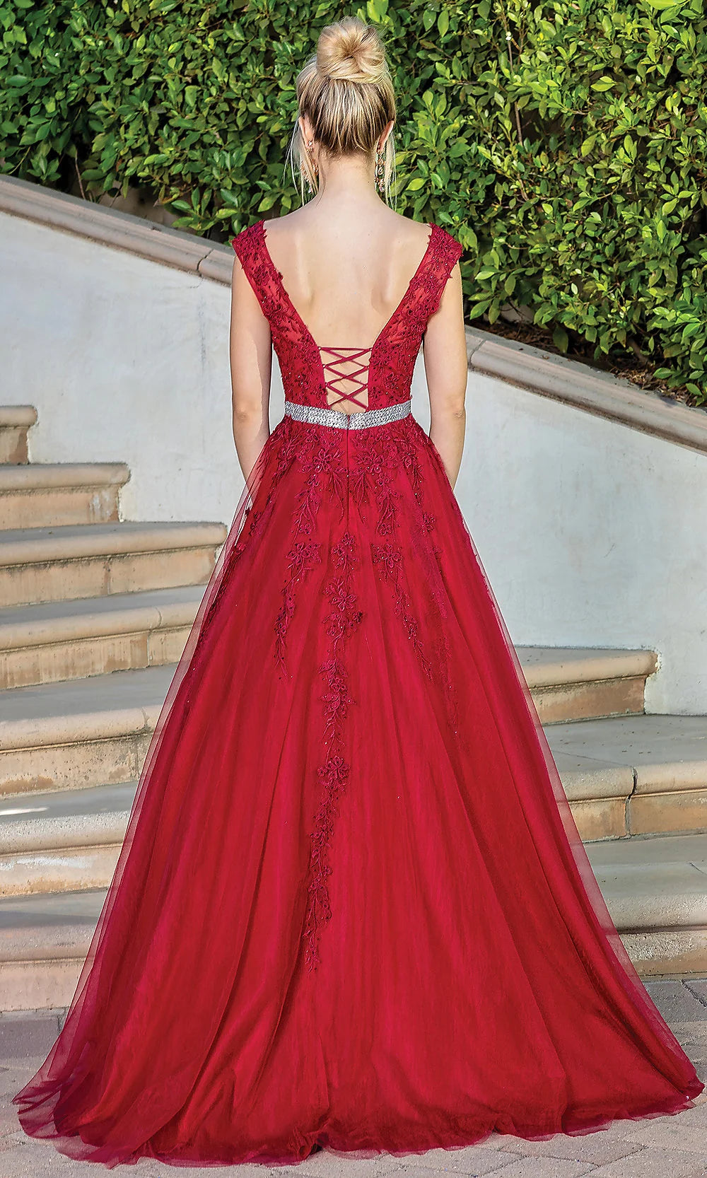 Elegant A Line Bateau Neck Cap Sleeve Tulle Floor Length Prom Dress