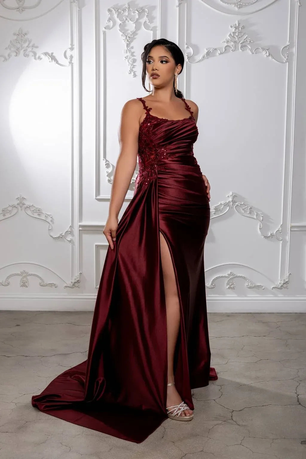Glamorous Mermaid Scoop Neck Strappy Zip Back Floor-Length Evening Dress