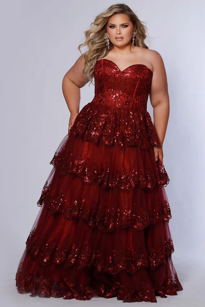 Glamorous Plus Size A Line Sweetheart Strapless Sequin Tulle Prom Dress