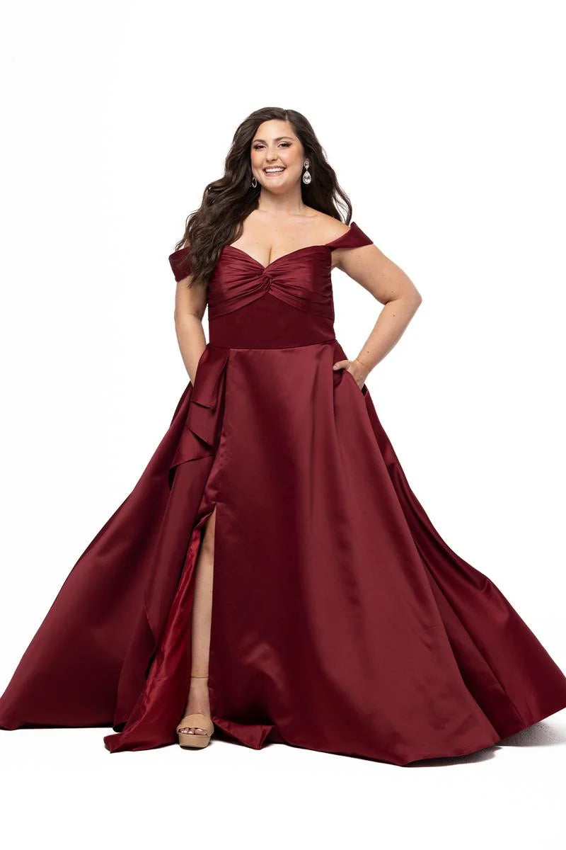 Elegant Plus Size A Line Sweetheart Off Shoulder Satin Prom Dress
