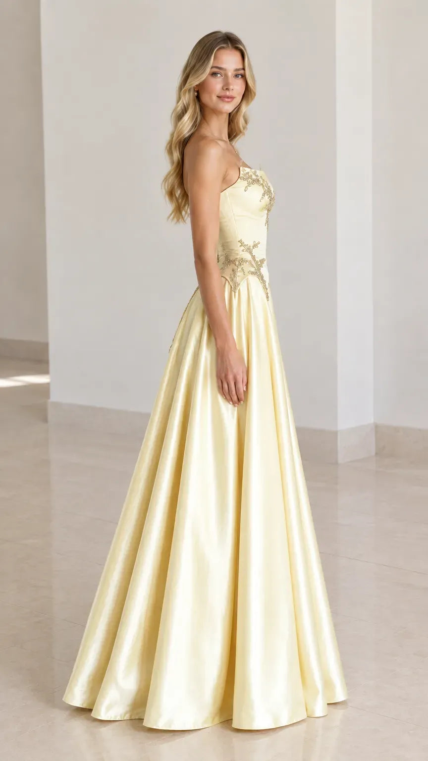 Regal Ball Gown Square-Neck Sleeveless Lace-Up Floor-Length Prom Dress