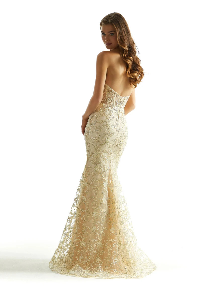 Elegant Mermaid Sweetheart Strapless Open-Back Floor-Length Evening Dress