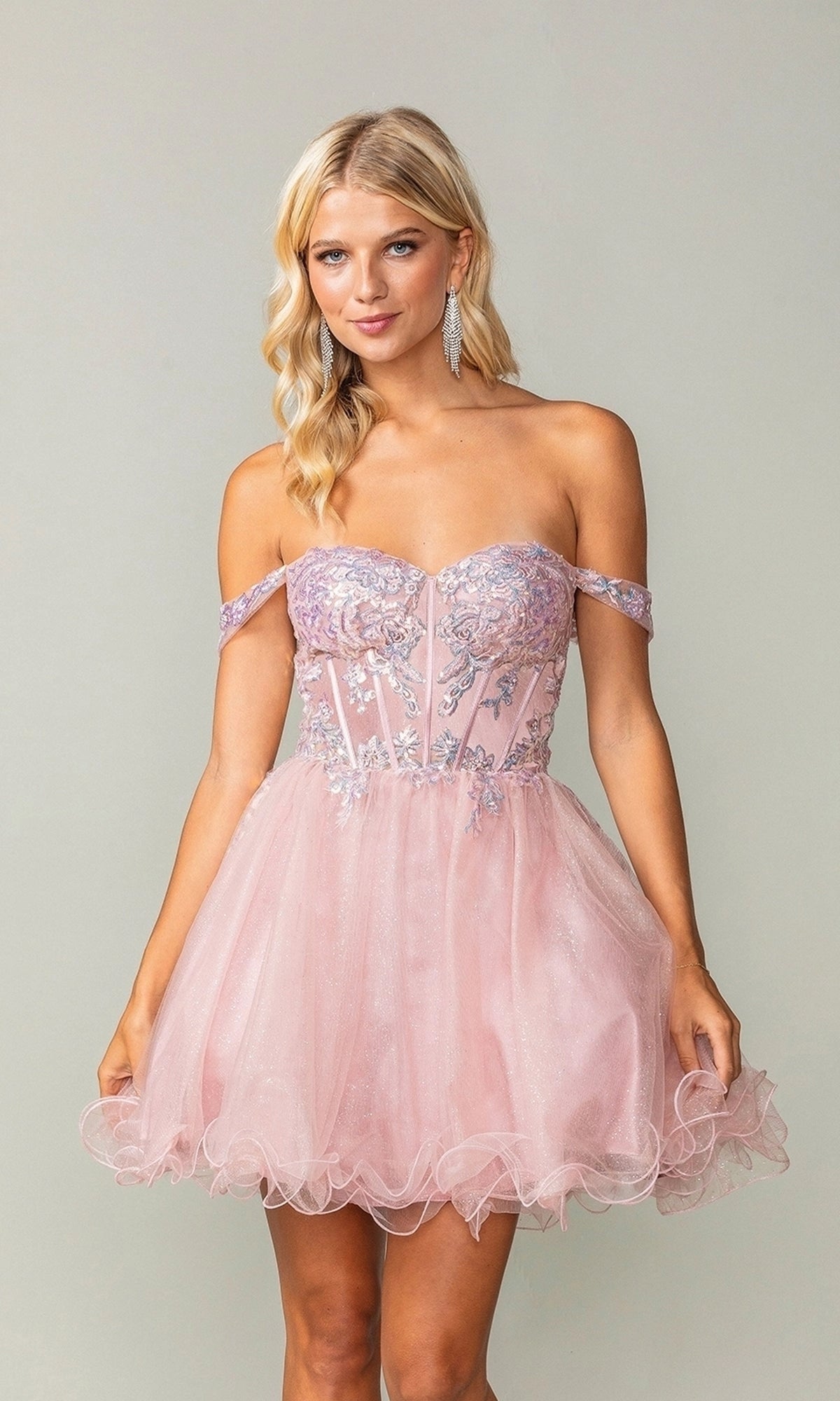 Romantic A Line Sweetheart Off Shoulder Tulle Mini Homecoming Dress