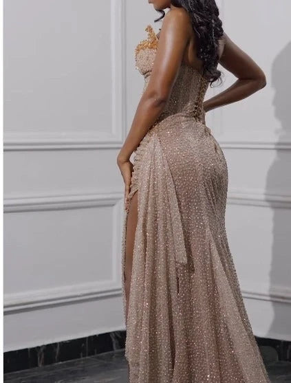 Glamorous Sheath Sweetheart Spaghetti-Strap Corset-Back Floor-Length Prom Dress