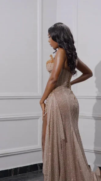Glamorous Sheath Sweetheart Spaghetti-Strap Corset-Back Floor-Length Prom Dress