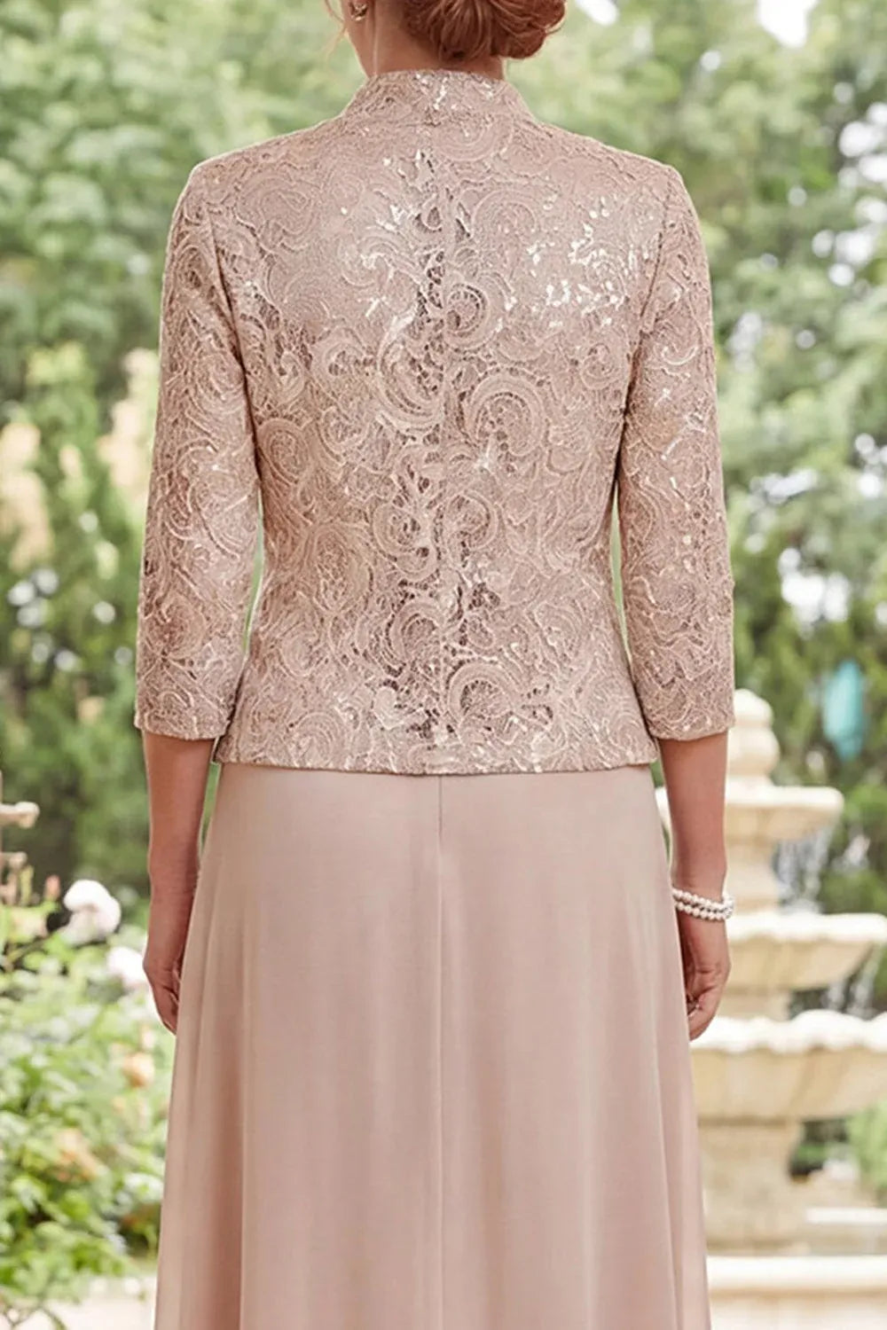 Elegant Lace Chiffon A-Line Scoop-Neck Ankle-Length Mother of the Bride Dress