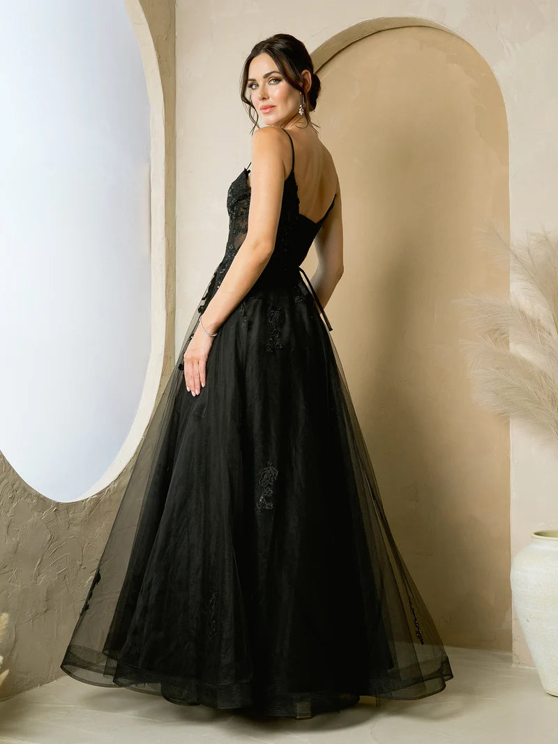 Romantic A-Line Sweetheart Off-Shoulder Lace-Up Tulle Floor-Length Prom Dress