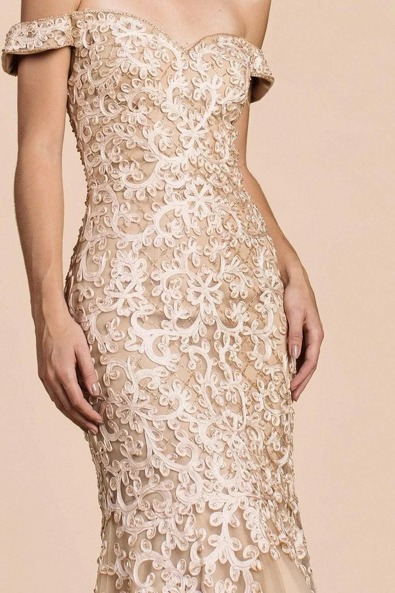 Elegant Lace Mermaid Sweetheart Off-Shoulder Lace-Up Floor-Length Evening Dress