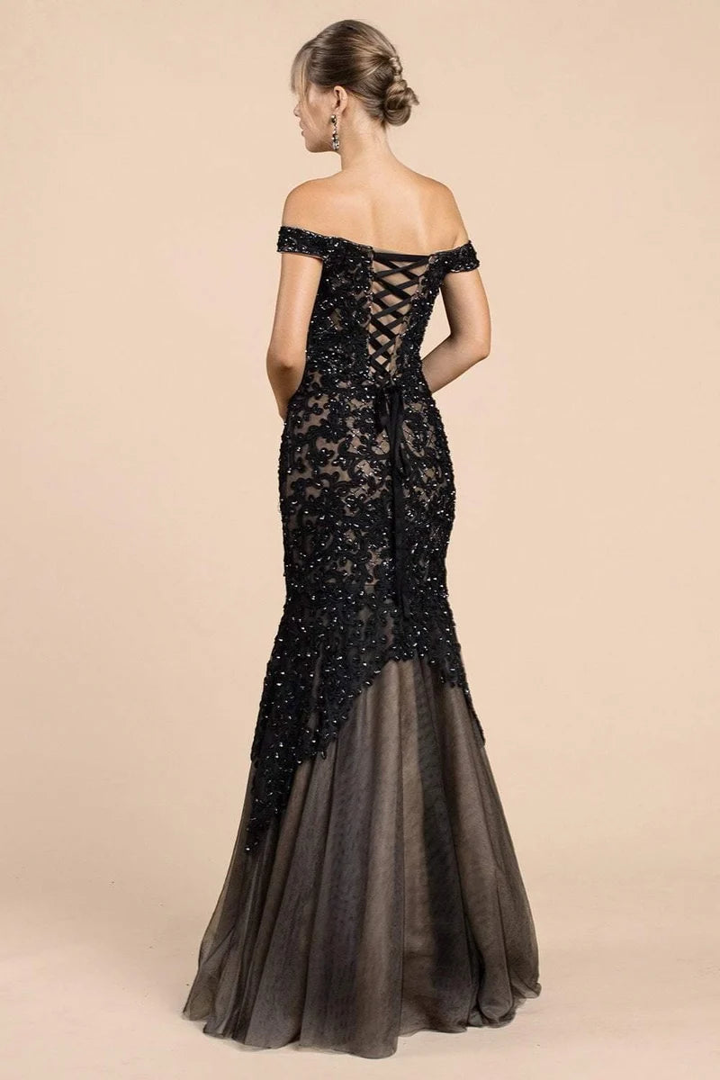 Elegant Lace Mermaid Sweetheart Off-Shoulder Lace-Up Floor-Length Evening Dress