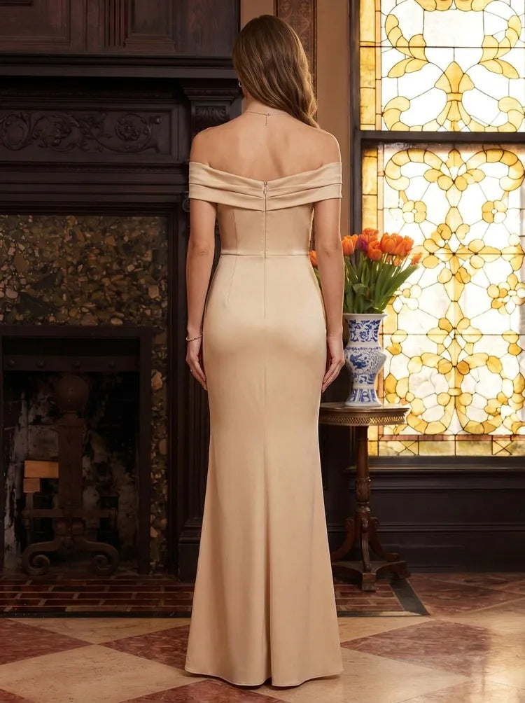 Elegant Mermaid Off-Shoulder Sleeveless Floral Floor-Length Mother of the Bride Dress