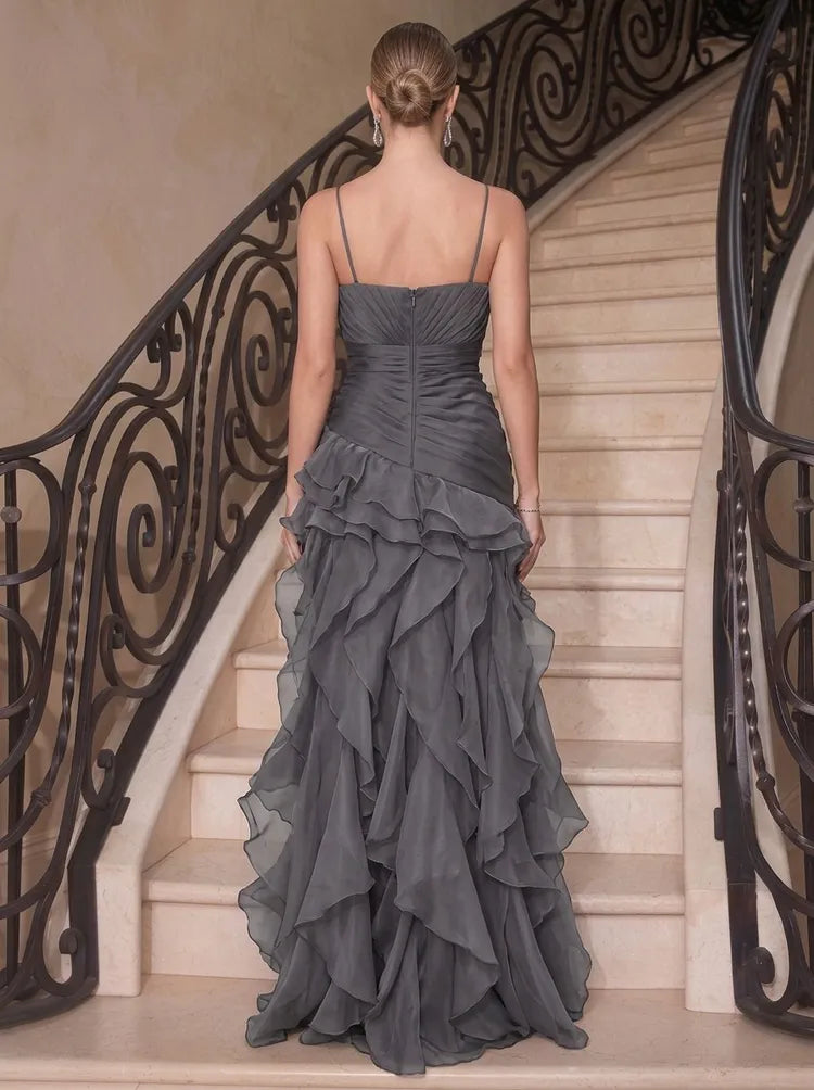 Elegant Sheath Sweetheart Neck Sleeveless Chiffon Floor-Length Prom Dress