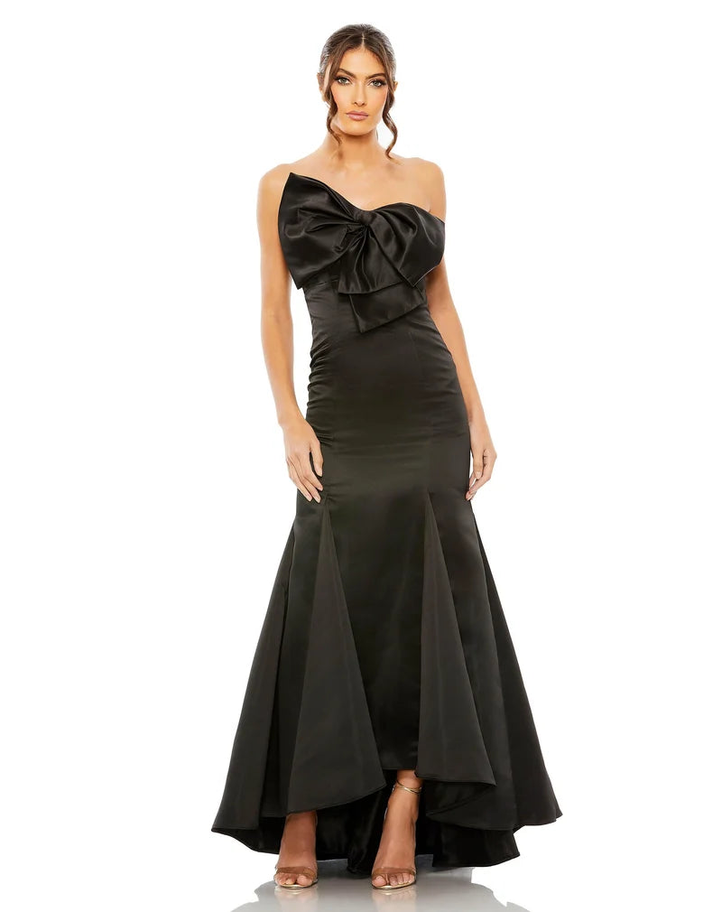 Glamorous Mermaid Strapless Bow Zip-Back High-Low Prom Dress