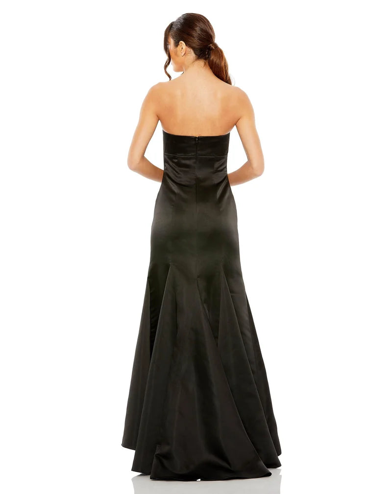 Glamorous Mermaid Strapless Bow Zip-Back High-Low Prom Dress
