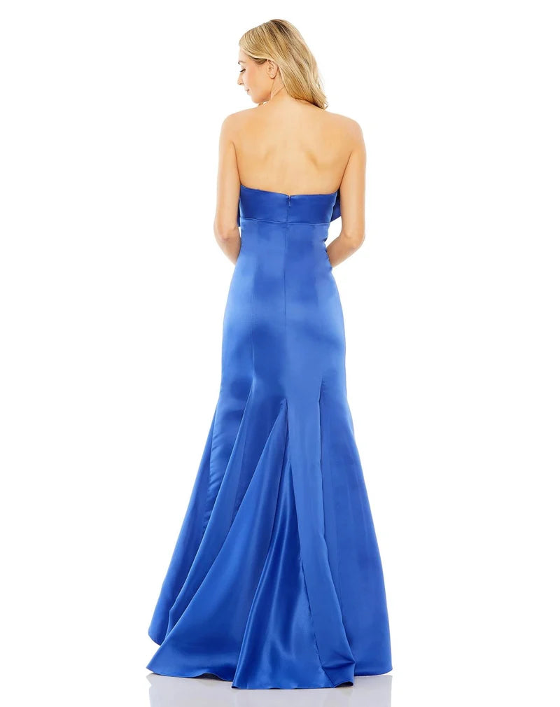 Glamorous Mermaid Strapless Bow Zip-Back High-Low Prom Dress